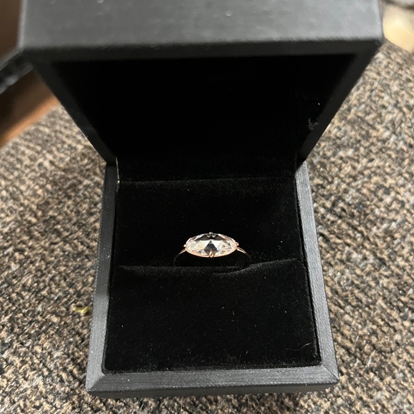 Rose Gold Plated Rose Cut Moissanite ring size 6 east to west style - Picture 3 of 16